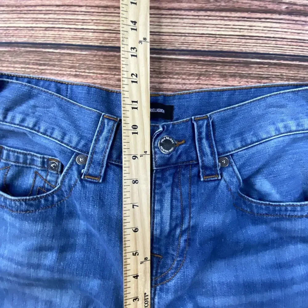 True Religion Ricky Blue Denim Men’s Jeans 33 Orange Stitching Straight Leg